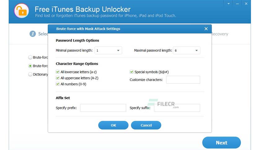 Any iTunes Backup Password Unlocker Crack