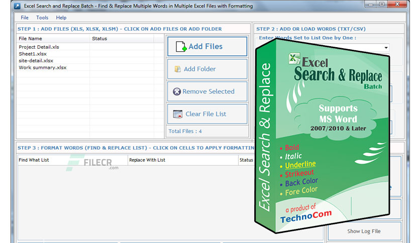 TechnoCom Excel Search and Replace Batch Crack